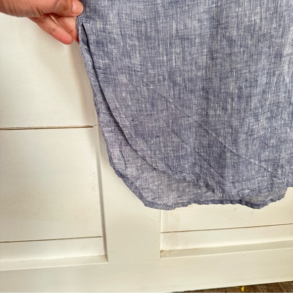 J JILL Love Linen 4X Sheath woman blue button short sleeve midi dress lagenlook - Picture 3 of 12